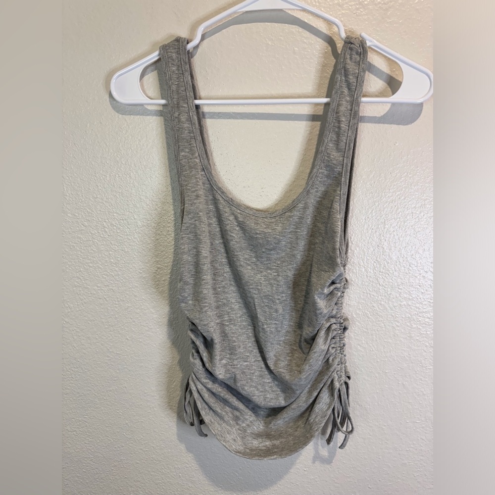 4TH & Reckless Women’s Ruched Lindsey Tank Gray Sleeveless Top Size M